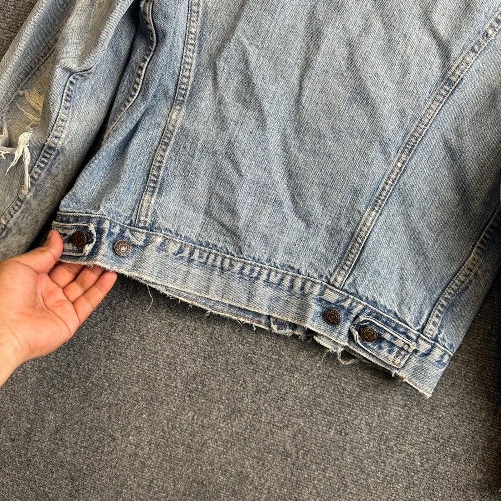 Vintage Levis Denim Trucker Jacket Mens L Blue Distressed USA Made 80s Thrashed - Picture 6 of 10